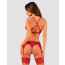 Комплект белья Obsessive Lacelove cupless 3-pcs set M/L Red, бюстгальтер, стринги, пояс для чулок - [Фото 2]