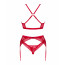 Комплект белья Obsessive Lacelove cupless 3-pcs set XL/2XL Red, бюстгальтер, стринги, пояс для чулок - [Фото 4]