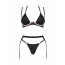 Комплект белья Obsessive Selinne 3-pcs set XL/2XL Black, бюстгальтер, стринги пояс для чулок - [Фото 3]