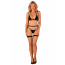 Комплект белья Obsessive Selinne 3-pcs set XL/2XL Black, бюстгальтер, стринги пояс для чулок - [Фото 6]