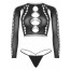Комплект Leg Avenue Long sleeve crop top & string Black One Size - [Фото 3]