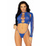 Комплект Leg Avenue Long sleeve crop top & string Royal Blue One Size - [Фото 1]
