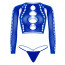 Комплект Leg Avenue Long sleeve crop top & string Royal Blue One Size - [Фото 3]