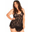 Пеньюар Leg Avenue Rose Lace Flair Chemise Black Plus Size - [Фото 1]