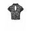 Топ Noir Handmade F303 Essence, 3XL, black, кружевной, короткий рукав, воротник-стойка - [Фото 5]