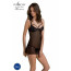 Пеньюар Passion DROSERA CHEMISE black, L/XL, кружевной лиф со стрепами, трусики в комплекте - [Фото 1]