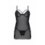 Пеньюар Passion DROSERA CHEMISE black, S/M, кружевной лиф со стрепами, трусики в комплекте - [Фото 3]