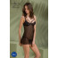 Пеньюар Passion DROSERA CHEMISE black, XXL/XXXL, кружевной лиф со стрепами, трусики в комплекте - [Фото 6]