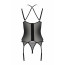 Корсет Passion DROSERA CORSET black, S/M, с креплениями для чулок, трусики в комплекте - [Фото 4]