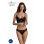 Комплект Passion DROSERA SET black S/M, сетка+кружево, бюстье и трусики танга - [Фото 1]