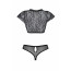 Комплект Passion LEAFA BIKINI black S/M, бюстгальтер-топ с рукавчиками, стринги-шортики с вырезом - [Фото 4]