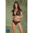 Комплект Passion LEAFA BIKINI black S/M, бюстгальтер-топ с рукавчиками, стринги-шортики с вырезом - [Фото 6]
