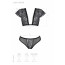 Комплект Passion LEAFA BIKINI black S/M, бюстгальтер-топ с рукавчиками, стринги-шортики с вырезом - [Фото 5]