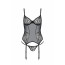 Корсет Passion LEAFA CORSET black, XXL/XXXL, мягкие чашки, зажимы для чулок, стринги в комплекте - [Фото 3]