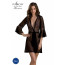 Пеньюар Passion LEAFA PEIGNOIR black, L/XL, длина чуть выше колена, широкие рукава, завязывается на пояс - [Фото 1]