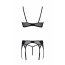 Комплект Passion LEAFA SET black, L/XL, кружево+сетка, бюстгальтер на косточках, стринги, пояс для чулок - [Фото 4]