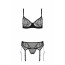 Комплект Passion LEAFA SET black S/M, кружево+сетка, бюстгальтер на косточках, стринги, пояс для чулок - [Фото 3]