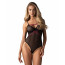 Боди Obsessive Novenes teddy, XL/2XL, прозрачное, чашки на косточках, декор в виде лент - [Фото 1]