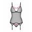 Корсет Obsessive Novenes corset & thong, XS/S, прозрачный, открытая спина, стринги в комплекте - [Фото 4]