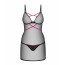 Пеньюар Obsessive Novenes chemise & thong, M/L, облегающий, прозрачный, со стрепами, стринги в компл - [Фото 4]