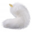 Металлическая анальная пробка Лисий хвост LOCKINK SEVANDA White Fox-Tail Anal Pear-shape Plug - [Фото 4]