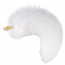 Металлическая анальная пробка Лисий хвост LOCKINK SEVANDA White Fox-Tail Anal Pear-shape Plug - [Фото 1]