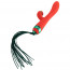 Вибратор-кролик с флоггером LOCKINK SEVANDA Whip Vibrating Massage Wand - Red & Green - [Фото 1]