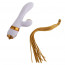 Вибратор-кролик с флоггером LOCKINK SEVANDA Whip Vibrating Massage Wand - White & Golden - [Фото 6]
