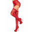 Чулки Leg Avenue Leg Avenue Lace thigh highs & garterbelt Red One Size - [Фото 2]