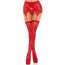 Чулки Leg Avenue Leg Avenue Lace thigh highs & garterbelt Red One Size - [Фото 5]