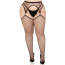 Чулки Leg Avenue Stokings with O-ring Attached Garter Belt Black 1X/2X - [Фото 1]