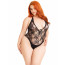 Боди Leg Avenue Floral lace deep-V teddy Black 1X/2X - [Фото 3]