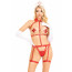 Портупея с чокером и гартеры Leg Avenue 2PC Vegan Leather Nurse Harness Teddy and Headband Red L - [Фото 5]