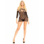Платье-сетка с сердечками Leg Avenue Heart net mini dress Black, завязки, открытые плечи, One Size - [Фото 4]