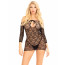 Платье-сетка с сердечками Leg Avenue Heart net mini dress Black, завязки, открытые плечи, One Size - [Фото 1]