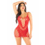 Платье Leg Avenue Lace and Net Mini Dress with Dual Strap One Size, Red - [Фото 1]