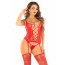 Комплект Leg Avenue Cami Garter with Stockings and String One Size, Red - [Фото 2]