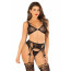 Комплект Leg Avenue Bra Top, String and Garter Belt Stockings One Size, Black - [Фото 1]