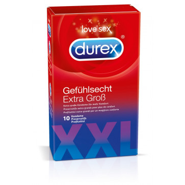 Презервативи - Durex Gefühlsecht Extra Gross, 10 шт.
