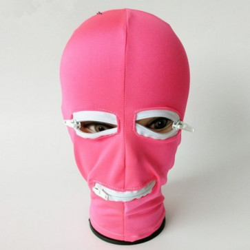 Рожева латексна маска з отвором для рота та очей