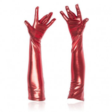 Червоні довгі рукавички