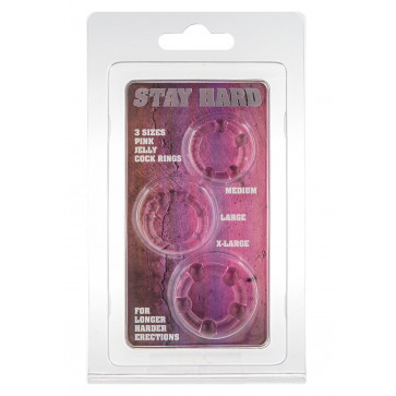 Набір із 3 шт ерекційних кілець STAY HARD - Three Rings Pink, 35500-PINK