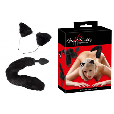 Анальна пробка - Bad Kitty Pet Play Plug & Ears