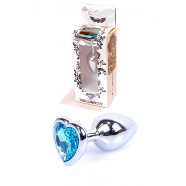 Анальна пробка - Jewellery Silver  Heart PLUG Light Blue