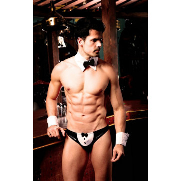 Чоловічий еротичний костюм офіціанта "Послужливий Майк" S/M: сліпи, манжети, метелик