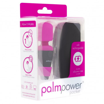 Міні вібромасажер PalmPower Pocket із чохлом на блискавці, водостійкий, перезаряджається, довжина 9 см