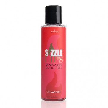 Зігріваючий масажний гель Sensuva - Sizzle Lips Strawberry (125 мл), без цукру, їстівний