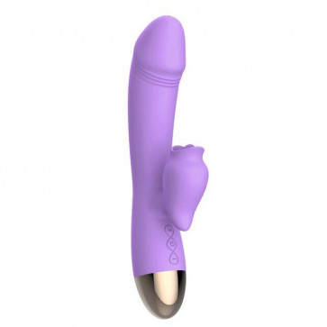 Вібратор-кролик з підігрівом та пустотливим язичком для клітора Leten Wonderful Purple