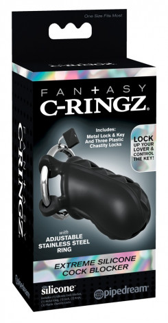 Fantasy C-Ringz Extreme Silicone Cock Blocker - Black