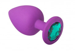 Силіконова анальна пробка з кристалом Purple Silicone Emerald (розмір M)